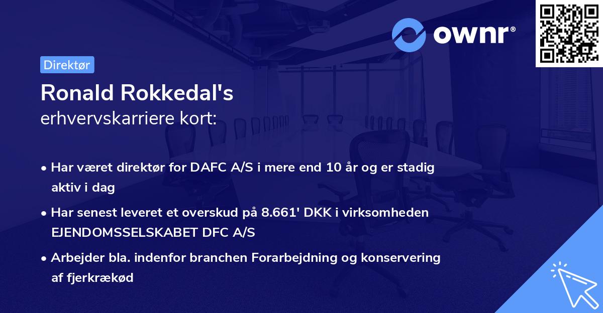 Ronald Rokkedal's erhvervskarriere kort