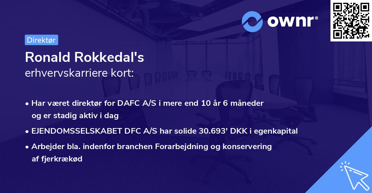 Ronald Rokkedal's erhvervskarriere kort