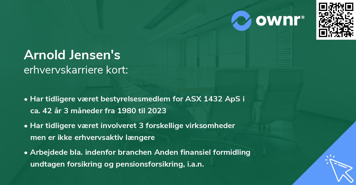 Arnold Jensen's erhvervskarriere kort