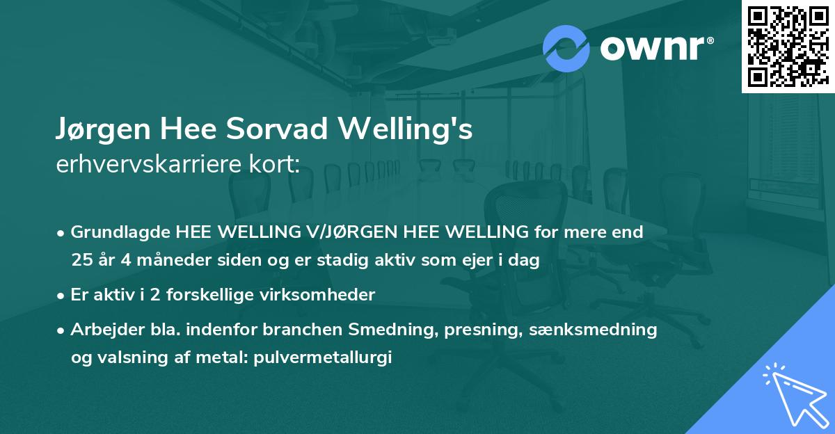 Jørgen Hee Sorvad Welling's erhvervskarriere kort