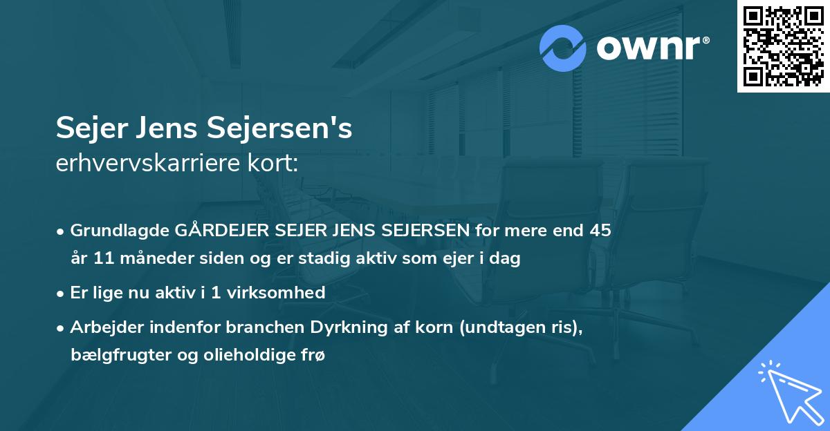 Sejer Jens Sejersen's erhvervskarriere kort