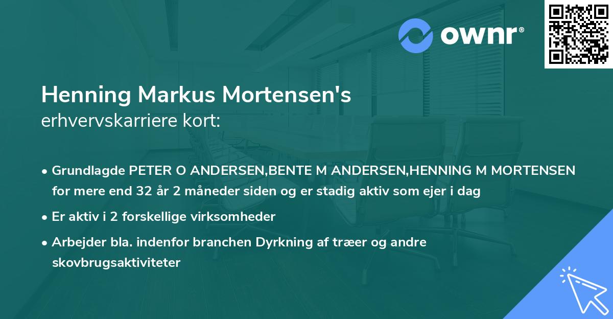 Henning Markus Mortensen's erhvervskarriere kort
