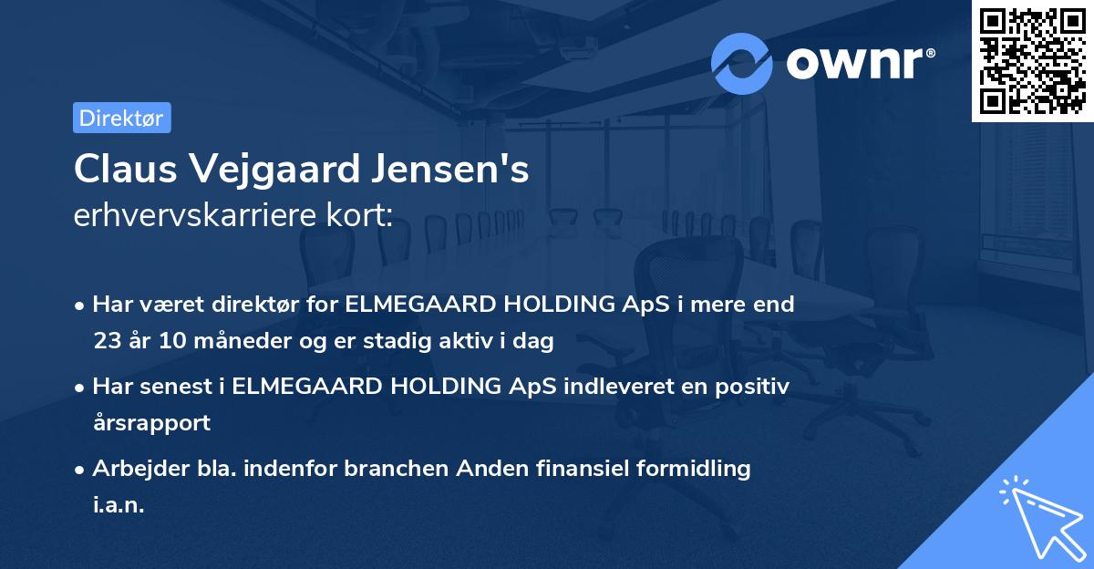Claus Vejgaard Jensen's erhvervskarriere kort