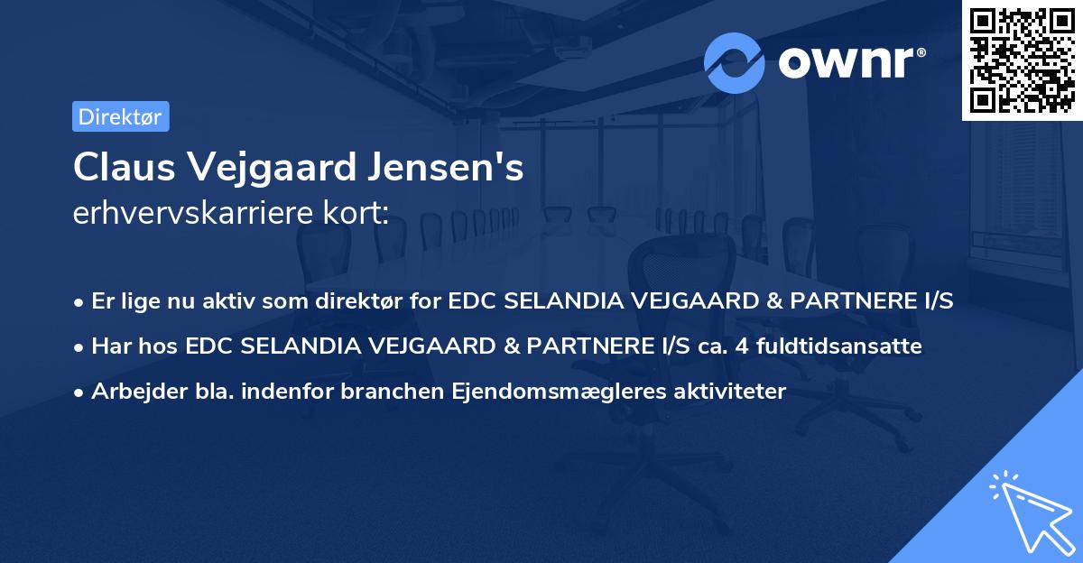 Claus Vejgaard Jensen's erhvervskarriere kort