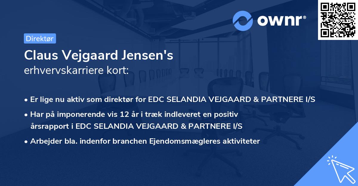 Claus Vejgaard Jensen's erhvervskarriere kort