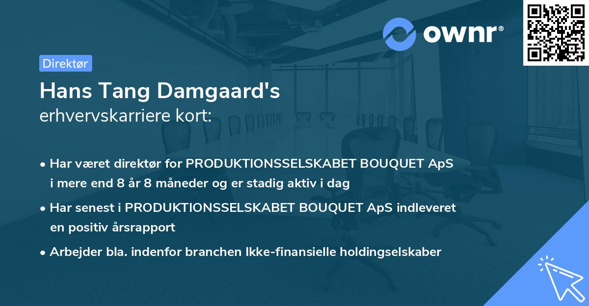 Hans Tang Damgaard's erhvervskarriere kort