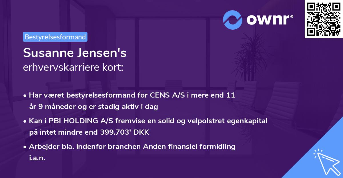 Susanne Jensen's erhvervskarriere kort
