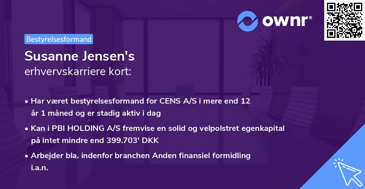 Susanne Jensen's erhvervskarriere kort