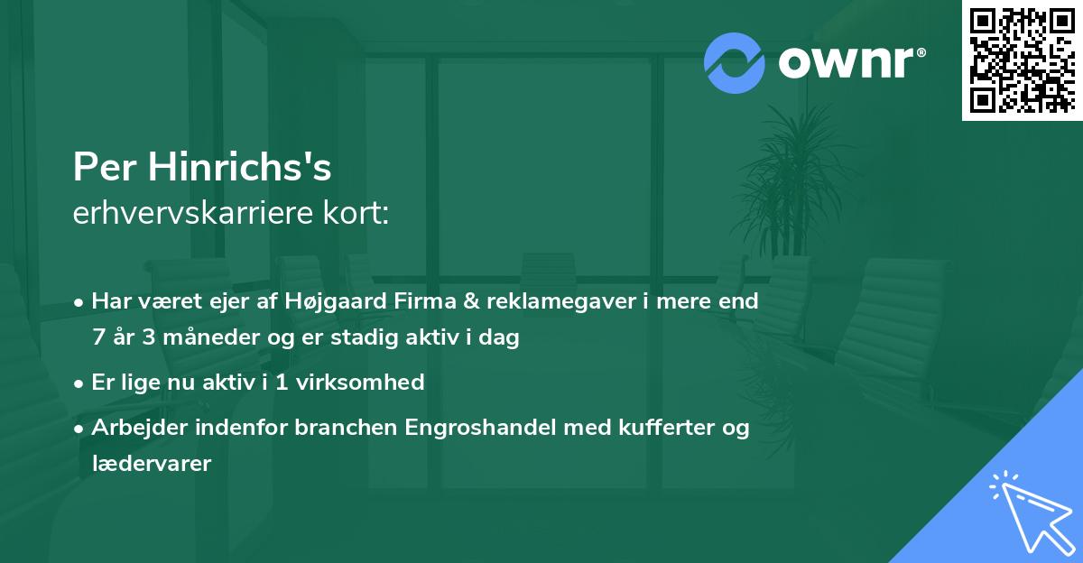 Per Hinrichs's erhvervskarriere kort