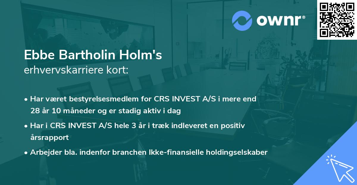 Ebbe Bartholin Holm's erhvervskarriere kort