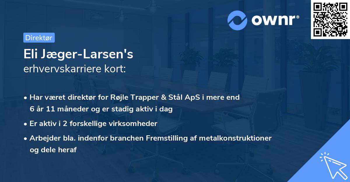 Eli Jæger-Larsen's erhvervskarriere kort