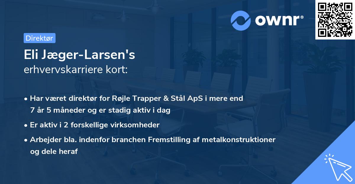 Eli Jæger-Larsen's erhvervskarriere kort