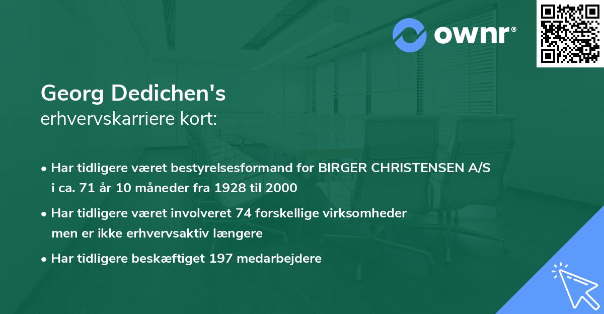 Georg Dedichen's erhvervskarriere kort