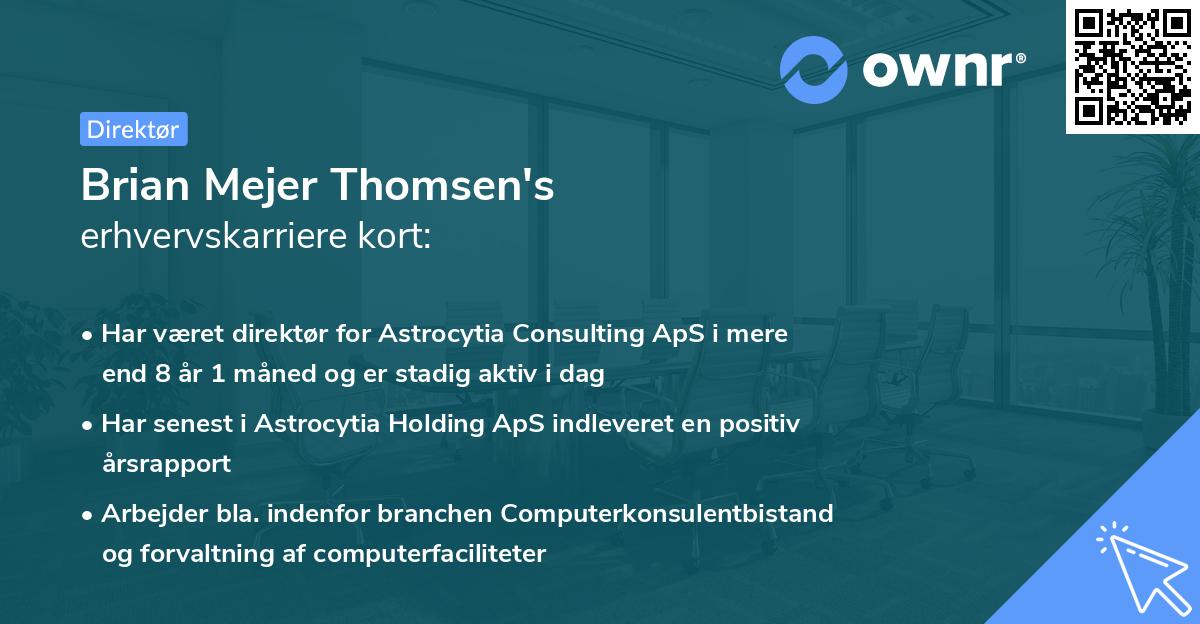 Brian Mejer Thomsen's erhvervskarriere kort