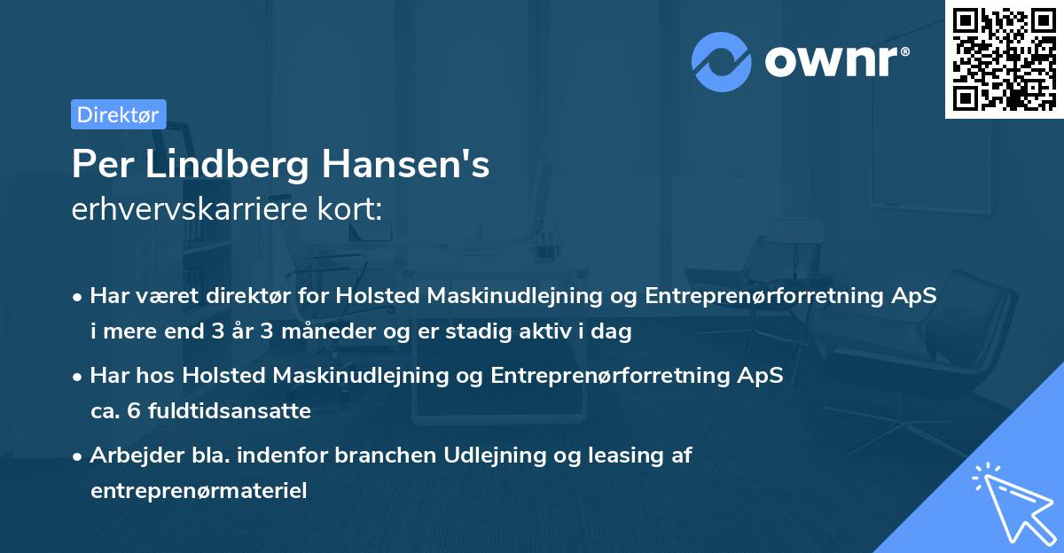 Per Lindberg Hansen's erhvervskarriere kort