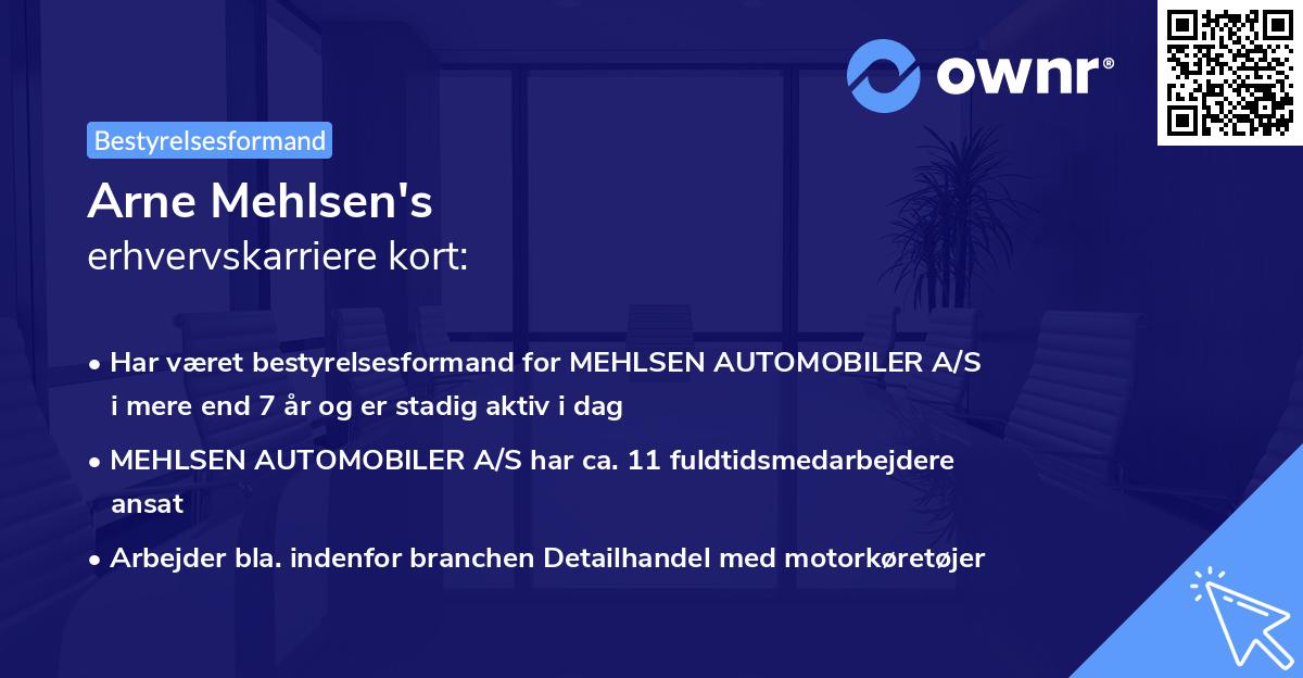 Arne Mehlsen's erhvervskarriere kort
