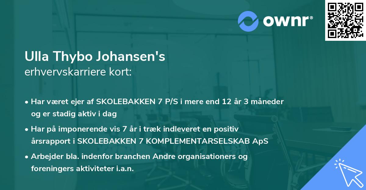 Ulla Thybo Johansen's erhvervskarriere kort