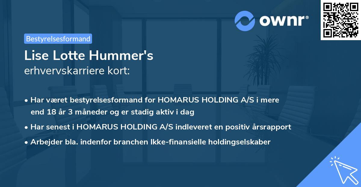 Lise Lotte Hummer's erhvervskarriere kort