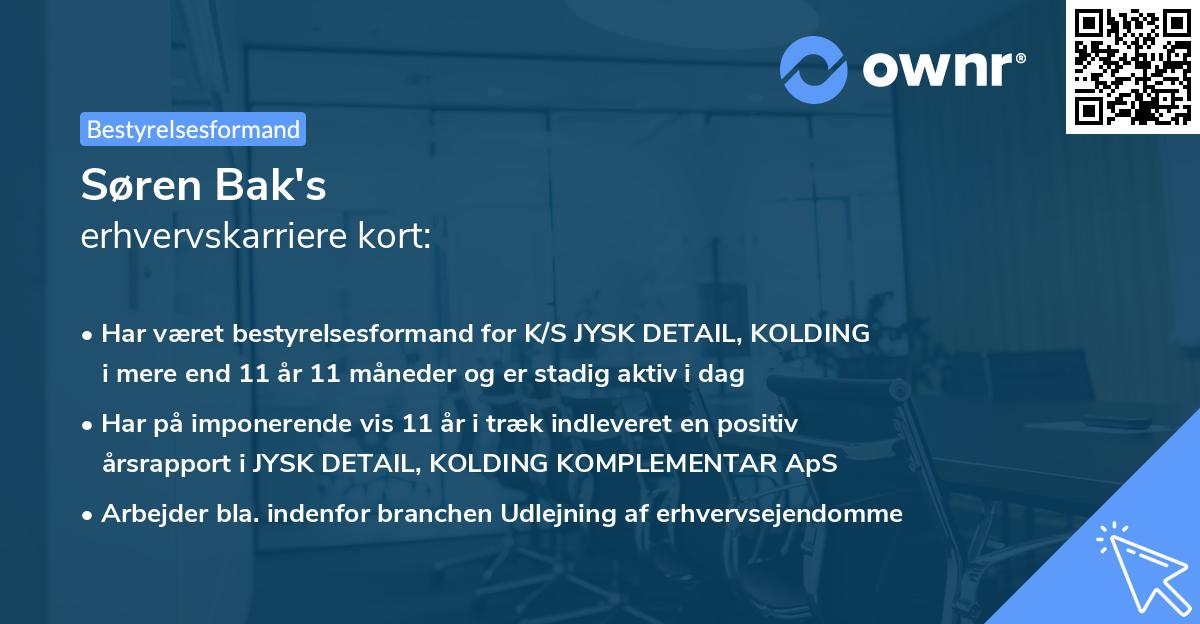 Søren Bak's erhvervskarriere kort