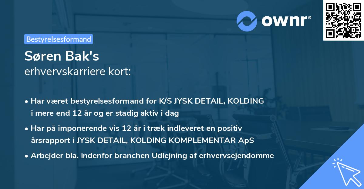 Søren Bak's erhvervskarriere kort