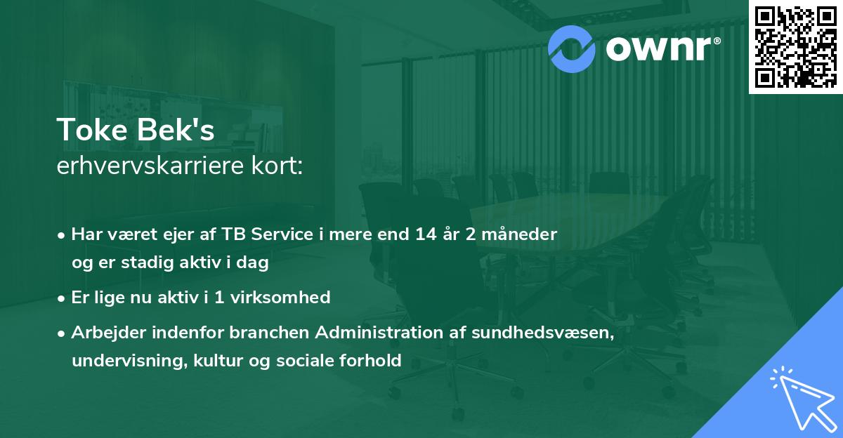 Toke Bek's erhvervskarriere kort