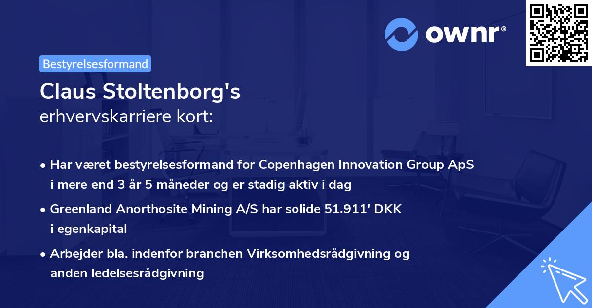 Claus Stoltenborg's erhvervskarriere kort