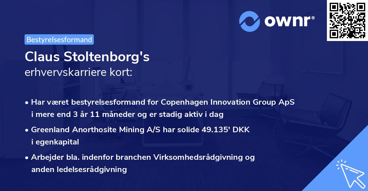 Claus Stoltenborg's erhvervskarriere kort