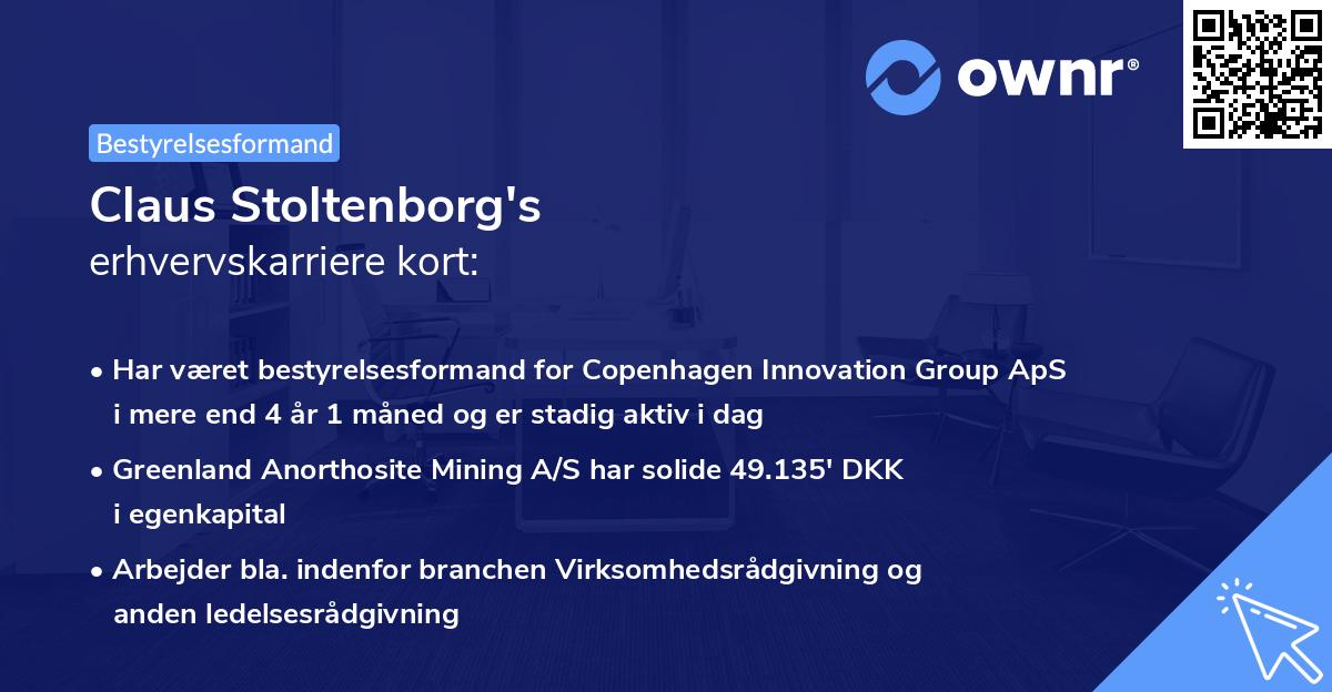 Claus Stoltenborg's erhvervskarriere kort