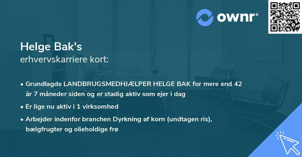 Helge Bak's erhvervskarriere kort