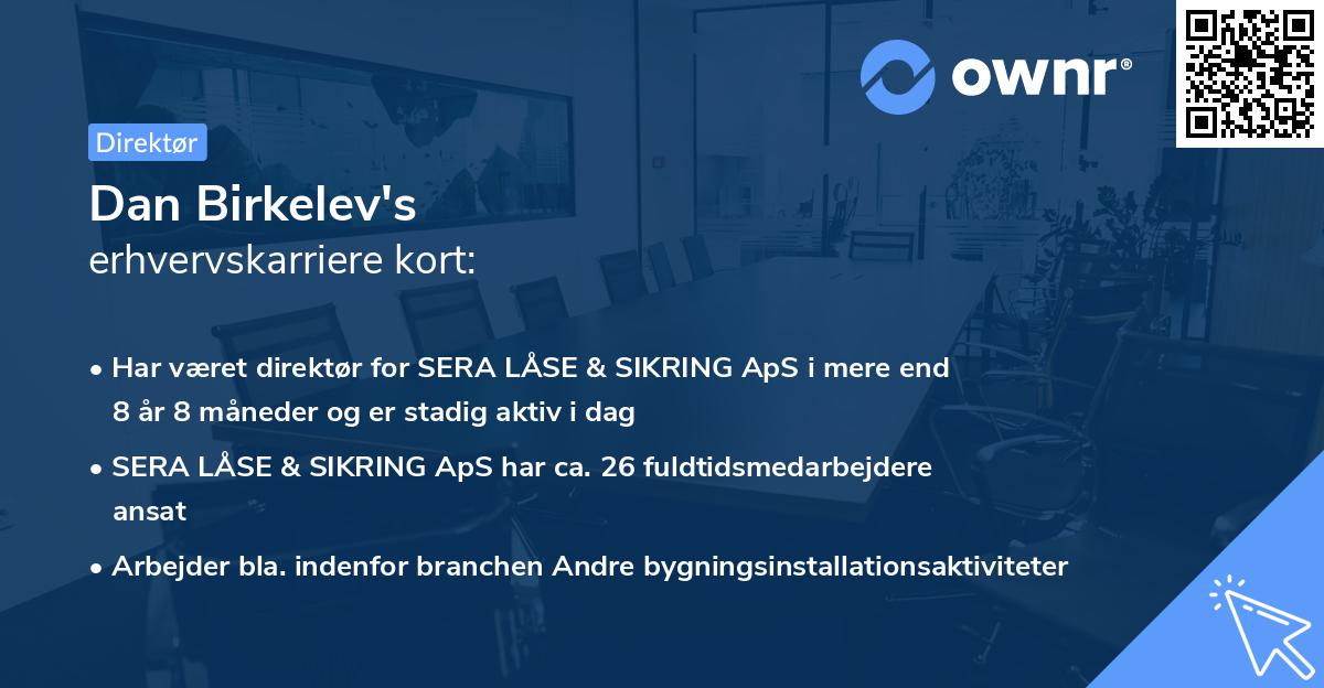 Dan Birkelev's erhvervskarriere kort
