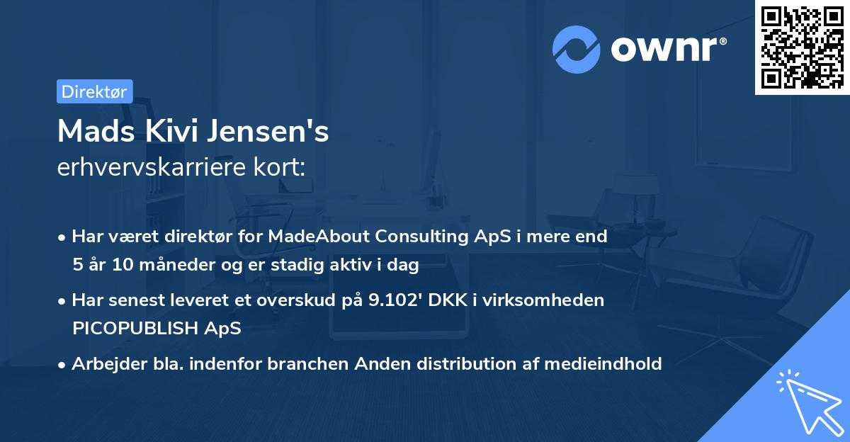 Mads Kivi Jensen's erhvervskarriere kort