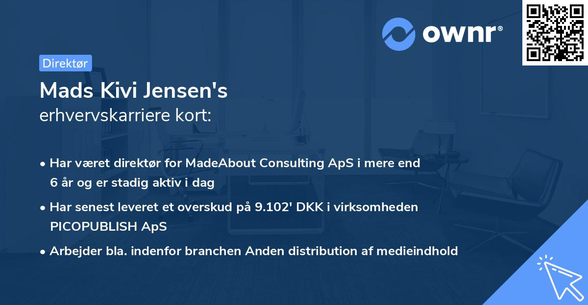 Mads Kivi Jensen's erhvervskarriere kort