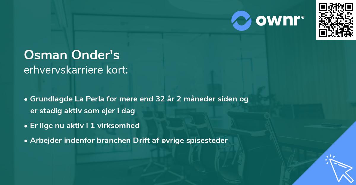 Osman Onder's erhvervskarriere kort