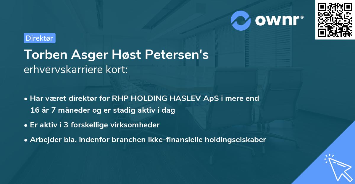 Torben Asger Høst Petersen's erhvervskarriere kort