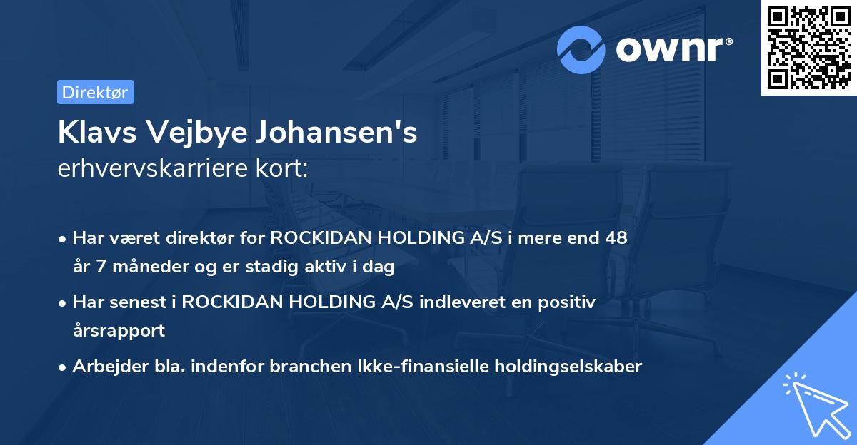 Klavs Vejbye Johansen's erhvervskarriere kort