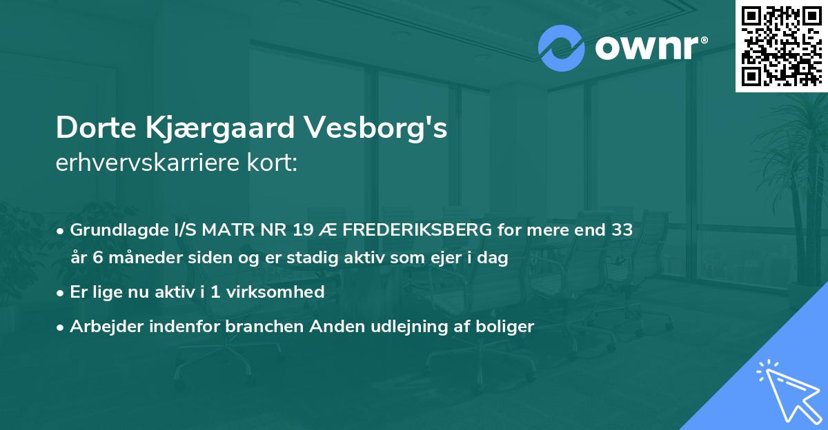 Dorte Kjærgaard Vesborg's erhvervskarriere kort