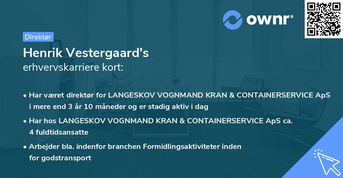 Henrik Vestergaard's erhvervskarriere kort