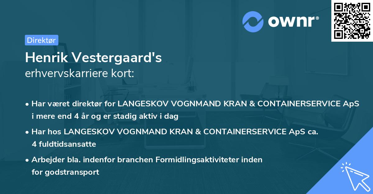 Henrik Vestergaard's erhvervskarriere kort