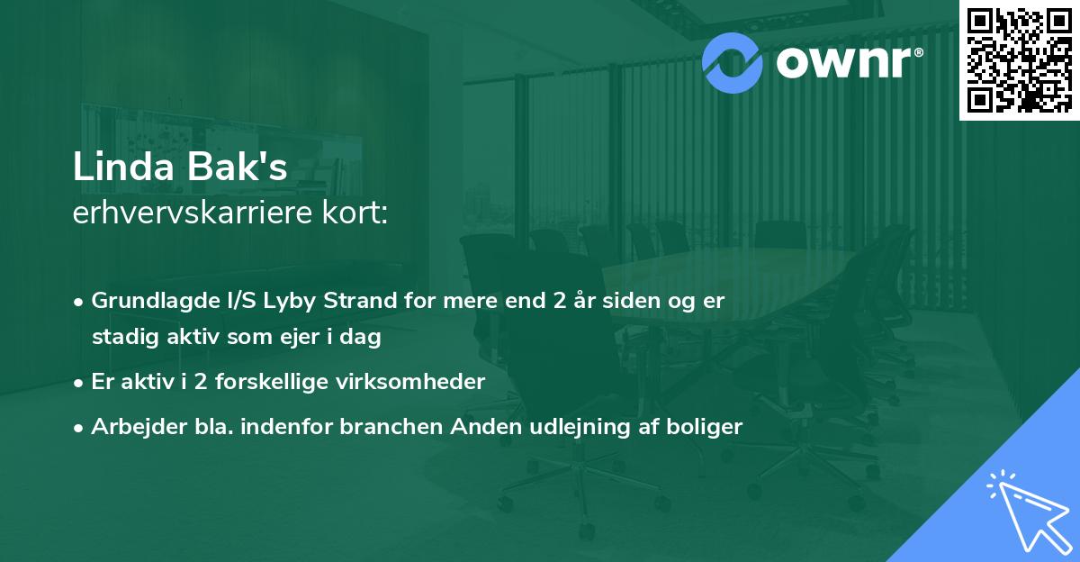 Linda Bak's erhvervskarriere kort