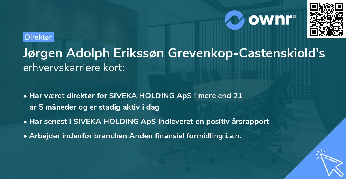 Jørgen Adolph Erikssøn Grevenkop-Castenskiold's erhvervskarriere kort