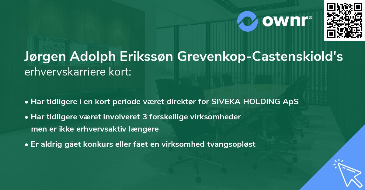 Jørgen Adolph Erikssøn Grevenkop-Castenskiold's erhvervskarriere kort