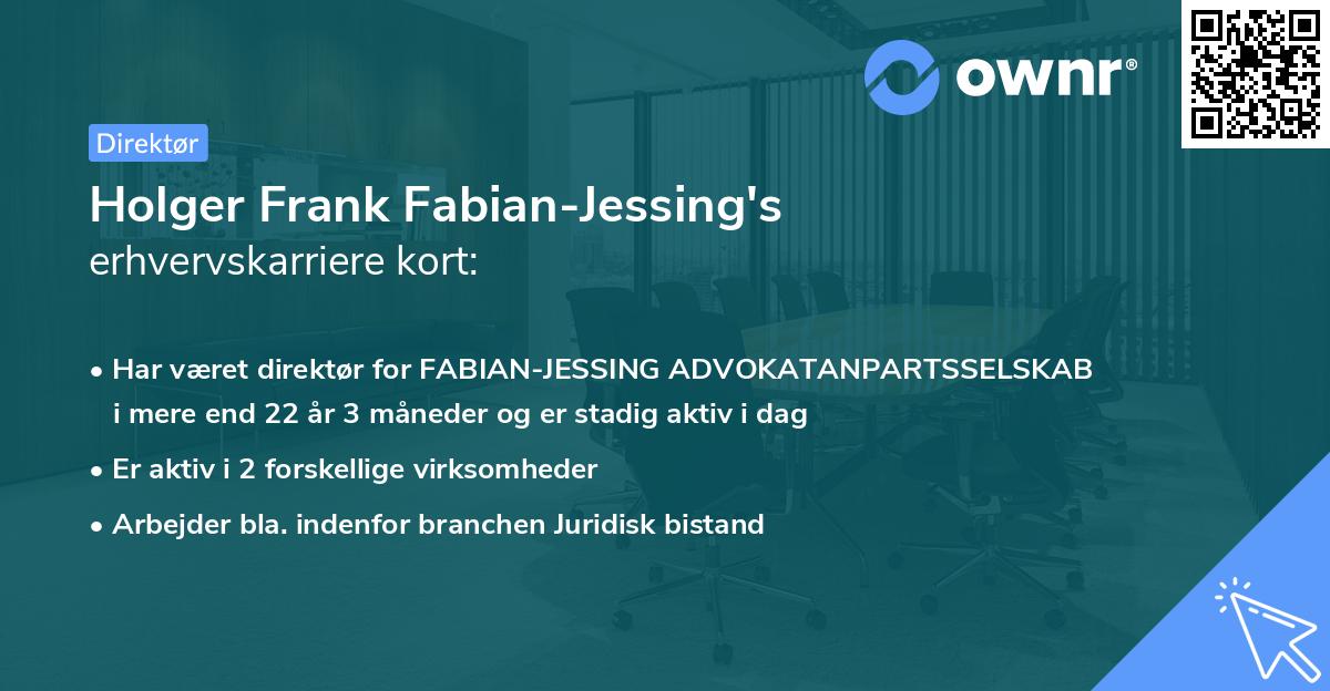 Holger Frank Fabian-Jessing's erhvervskarriere kort