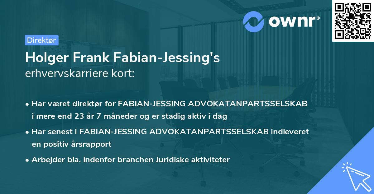 Holger Frank Fabian-Jessing's erhvervskarriere kort