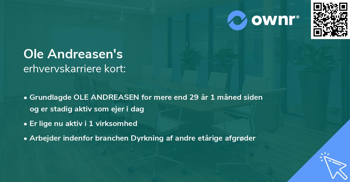 Ole Andreasen's erhvervskarriere kort