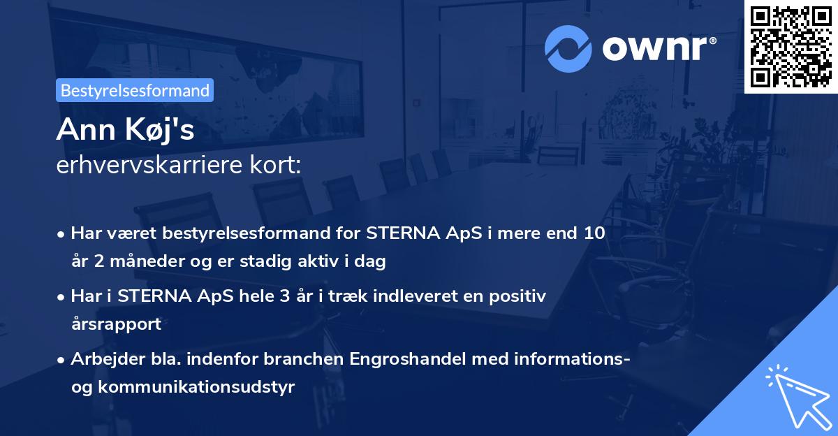 Ann Køj's erhvervskarriere kort