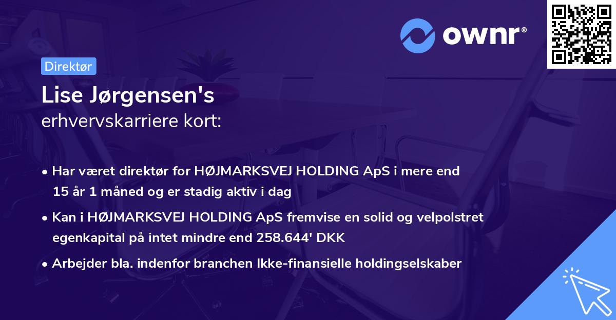 Lise Jørgensen's erhvervskarriere kort