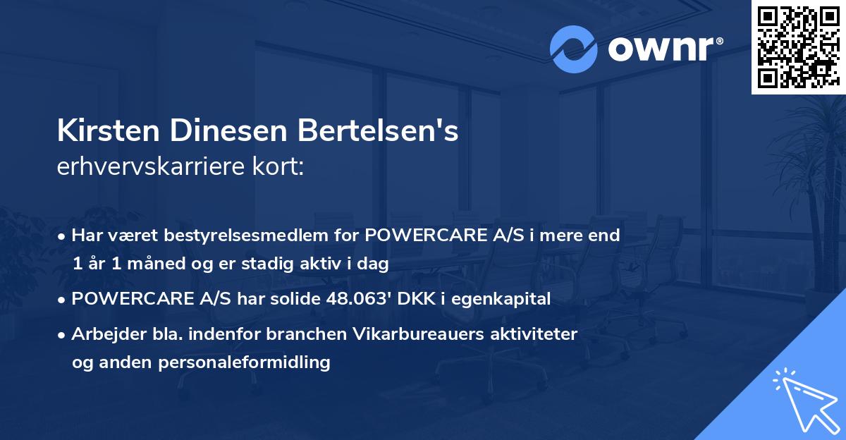 Kirsten Dinesen Bertelsen's erhvervskarriere kort
