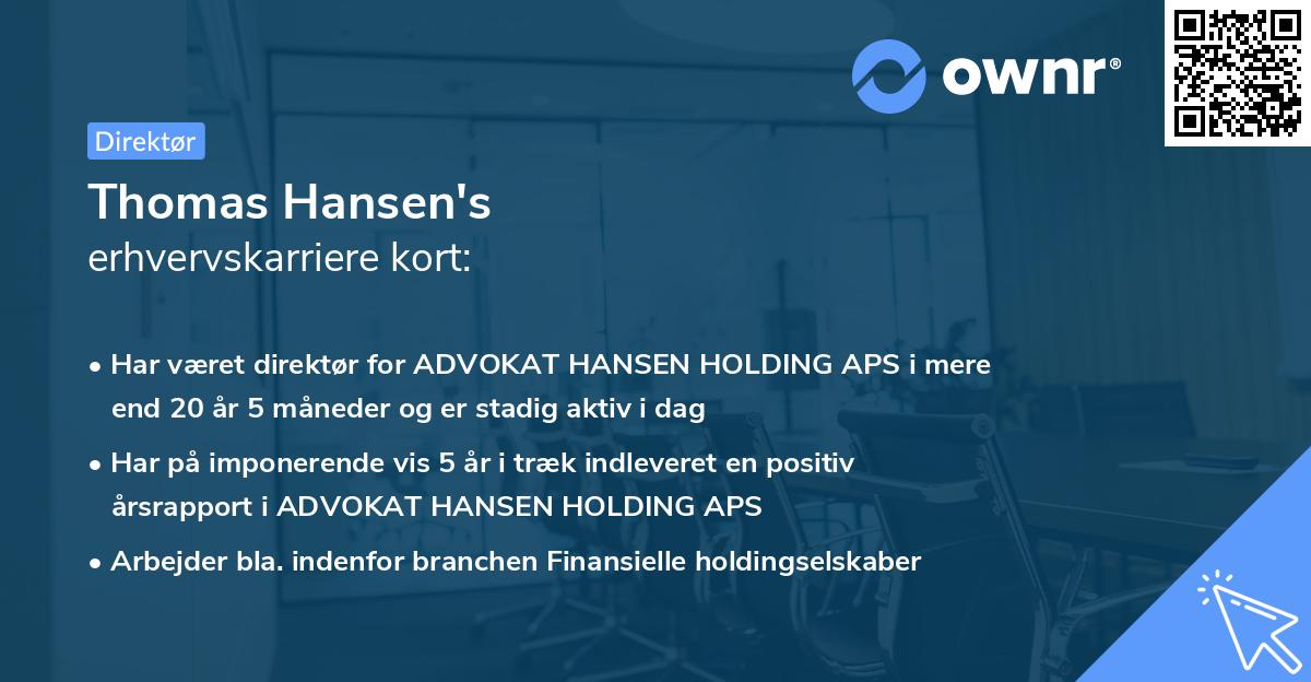 Thomas Hansen's erhvervskarriere kort