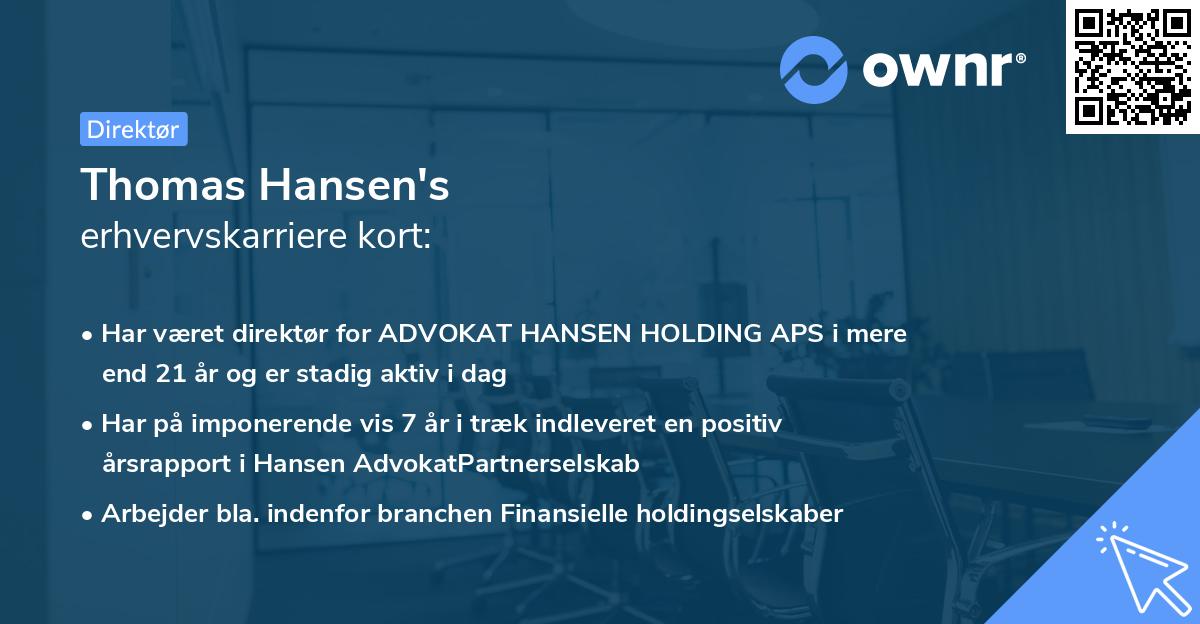 Thomas Hansen's erhvervskarriere kort