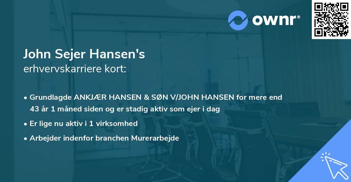 John Sejer Hansen's erhvervskarriere kort